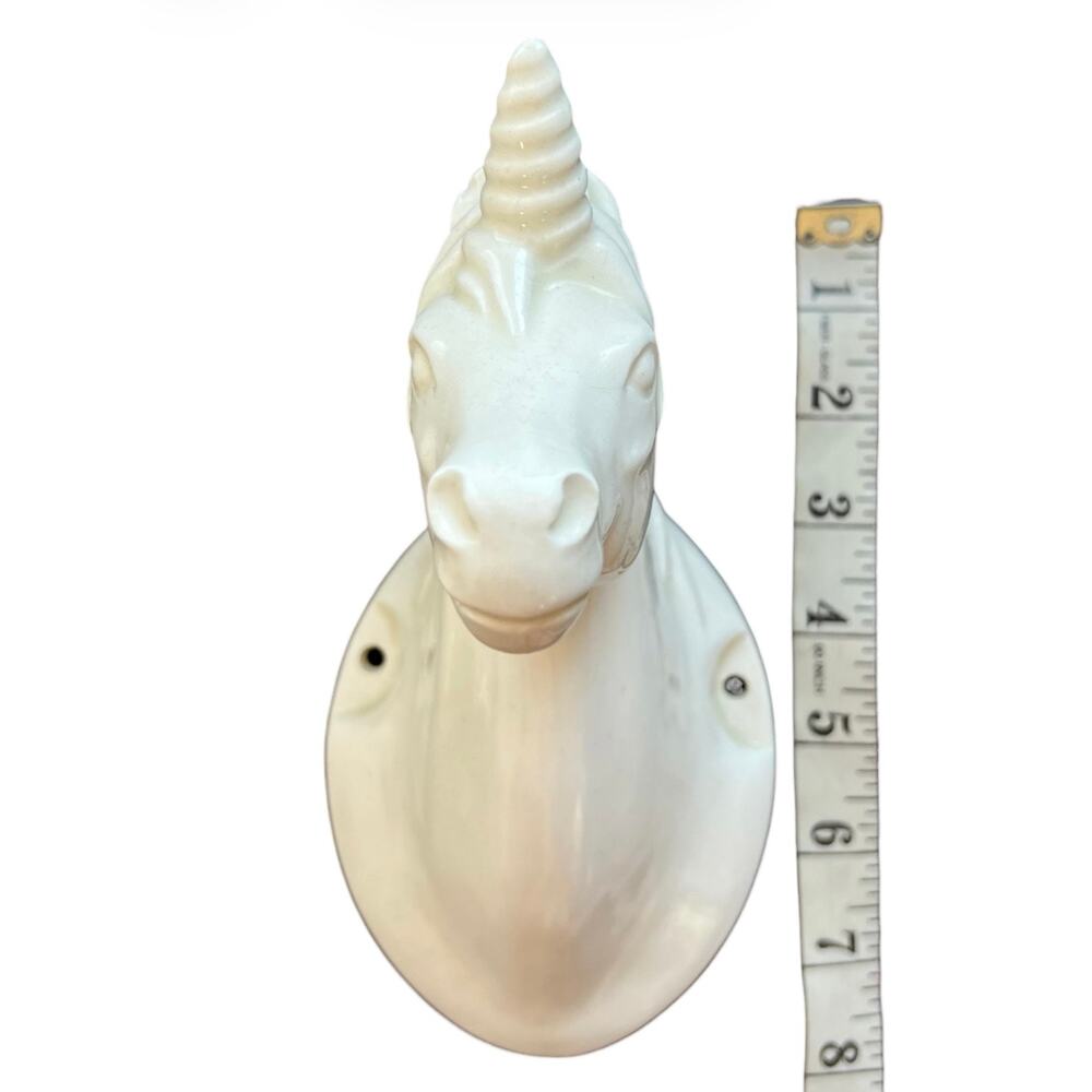 Vintage Unicorn Head Wall Plaque Home Decor Animal Mythical white wall hanger - Picture 7 of 8